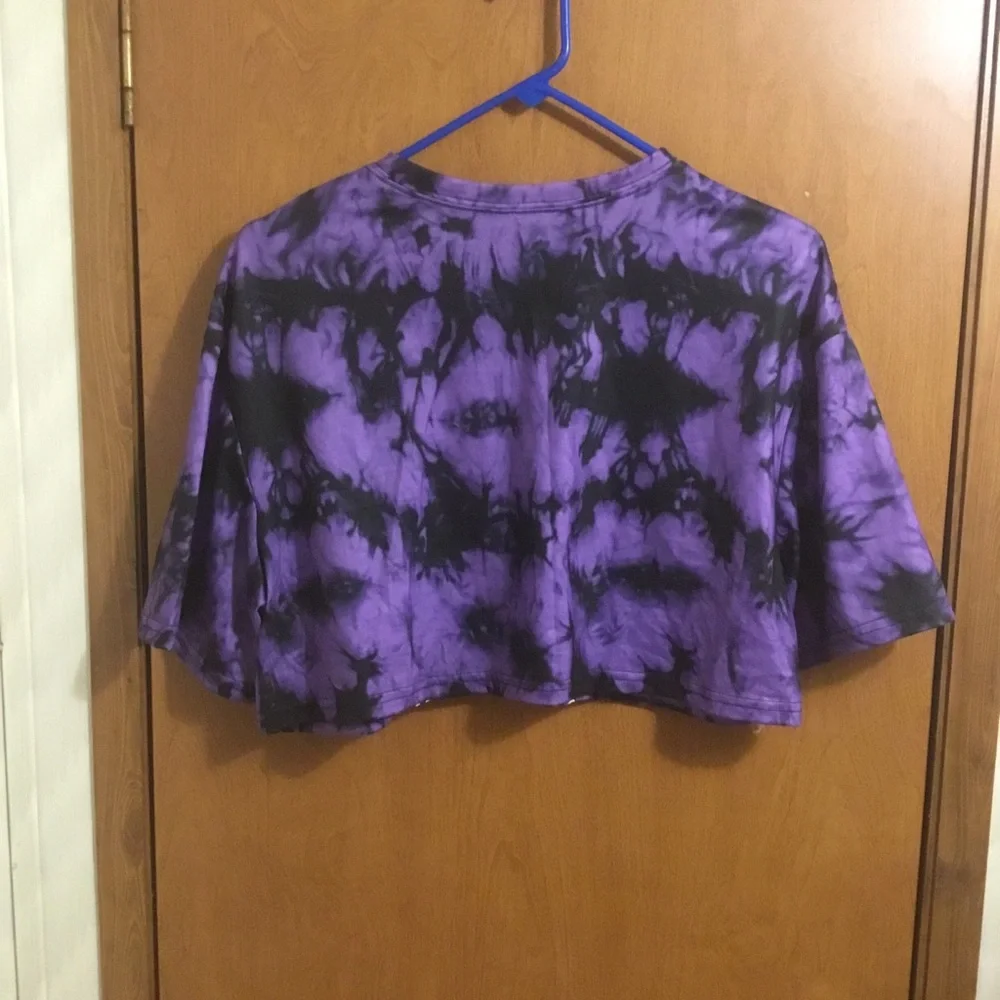 Shein Purple & Black Tie-Dye Cropped Graphic Tee - California Design XL